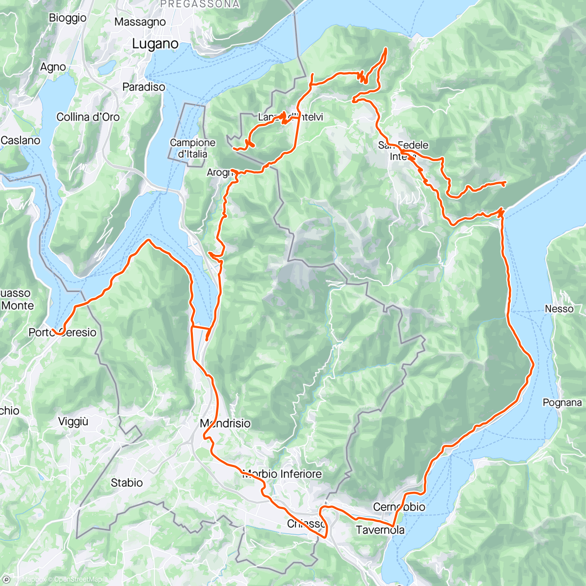Map of the activity, Argegno - Pigra - Ramponio Verna - Sighignola
