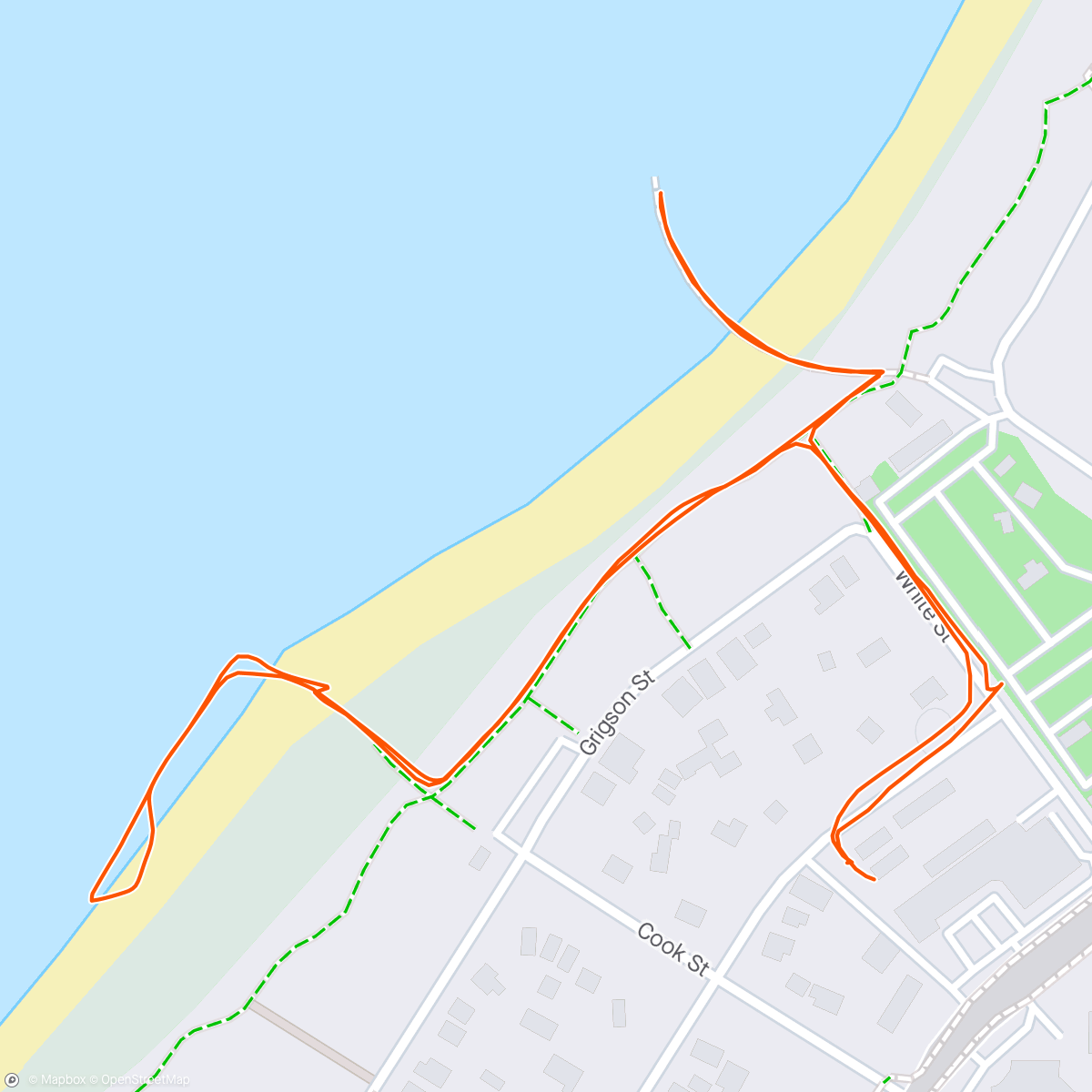 Map of the activity, Evening walk at Jurien Bay, watching the sunset.