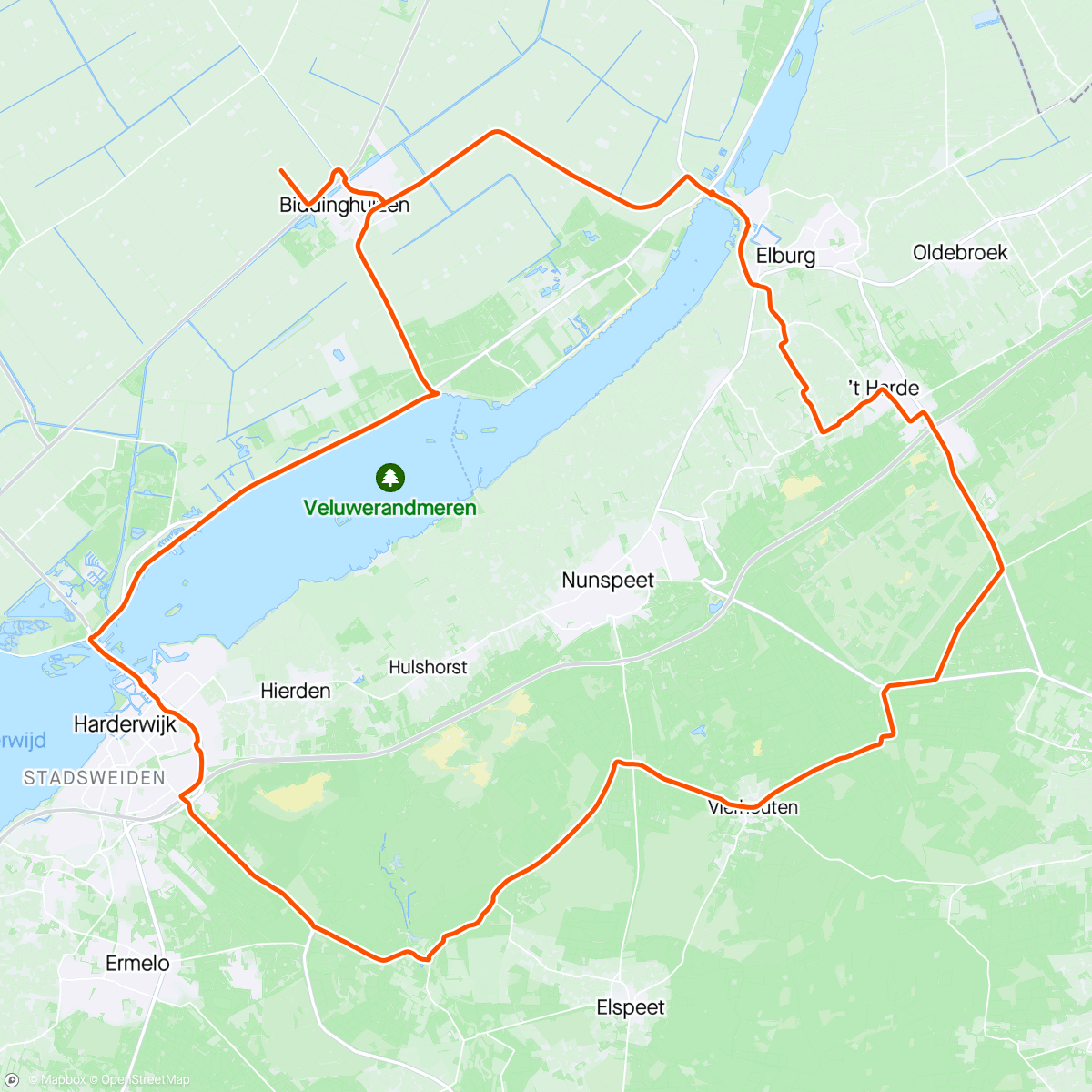 アクティビティ「Rondje Vierhouten」の地図