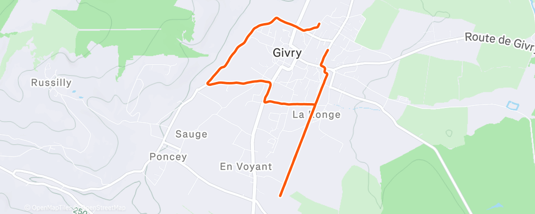 Mapa de la actividad (Course à pied le midi)