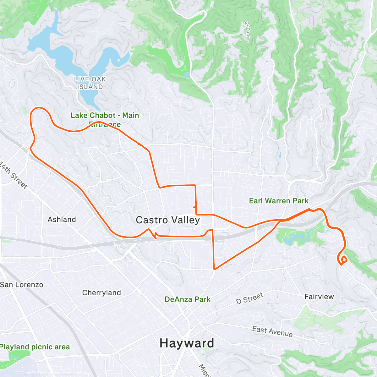 Map of the activity, Errands on bike and CV loop