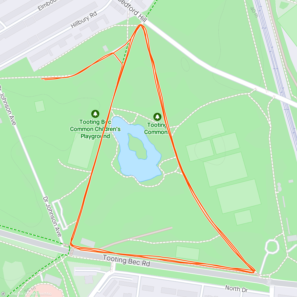 Map of the activity, Tooting parkrun 40/626 OT 20:57