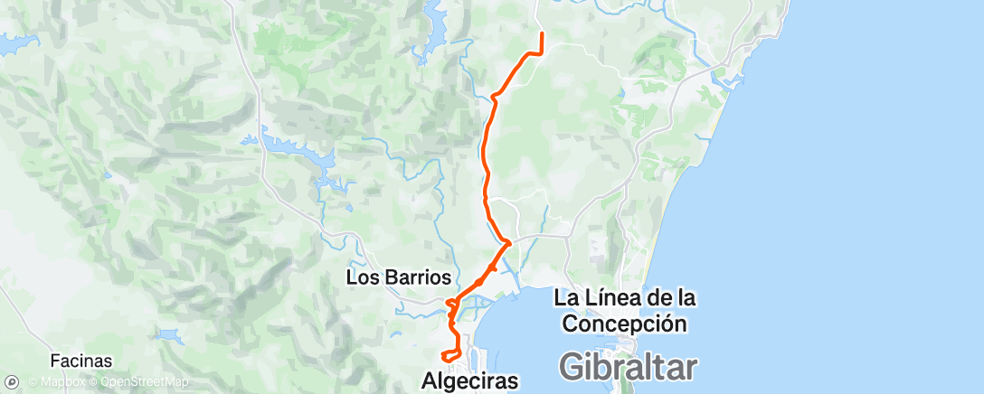 Map of the activity, Bicicleta al anochecer