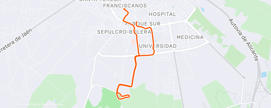 Map of the activity, Afternoon Run