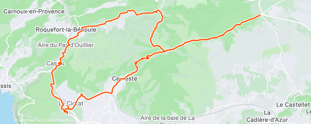 Map of the activity, Lunch Ride