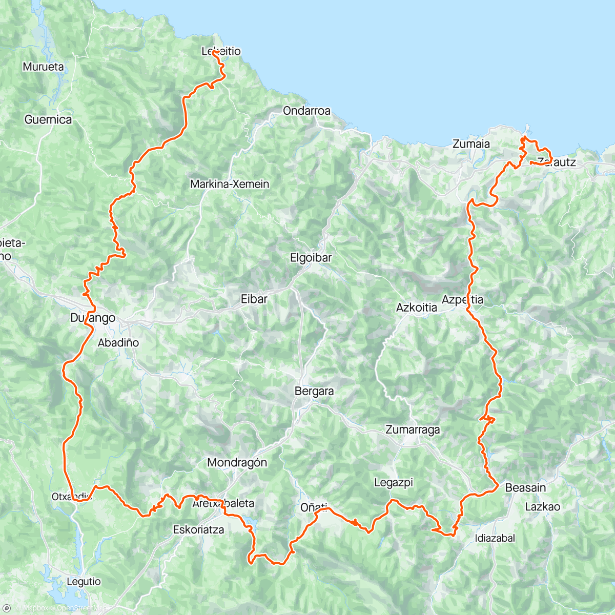 Map of the activity, Zarauzko triatloia ikusten jun aurretik