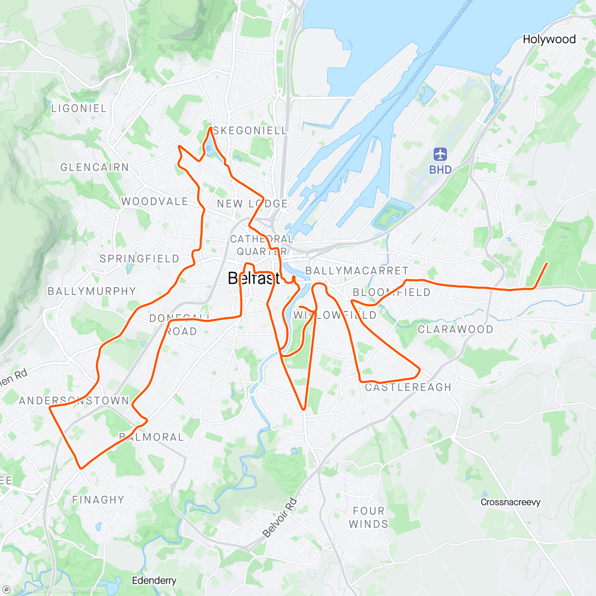 Karte der Aktivität „Belfast marathon”