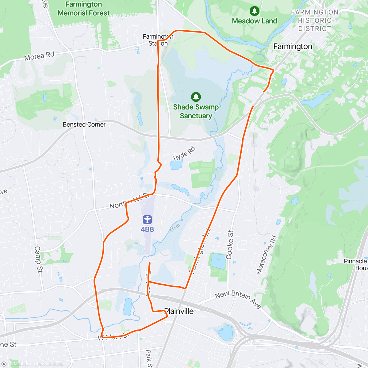 Map of the activity, Plainville Loop
