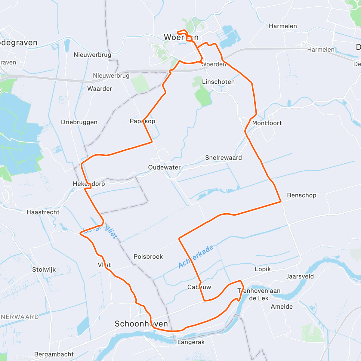 Map of the activity, Super gezellige rit met Joop en Paul K. Lekker weer, mooi zonnetje en wat gedronken bij de schandpaal van Hekendorp 🙈🤣