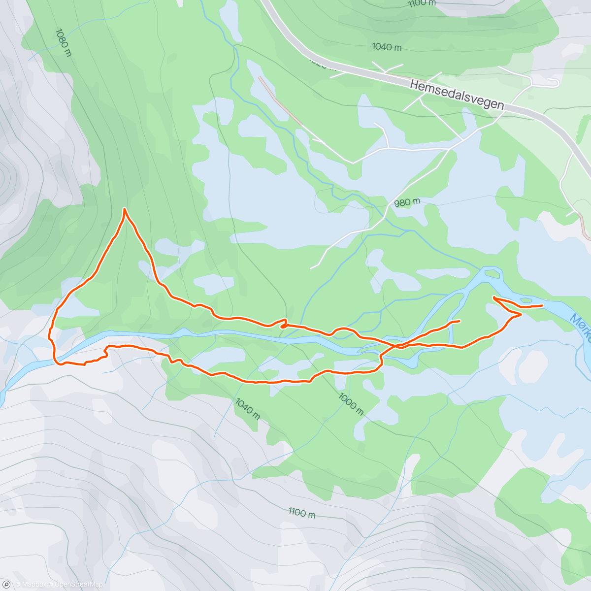 Map of the activity, Kort tur etter rypa i l kveldssol