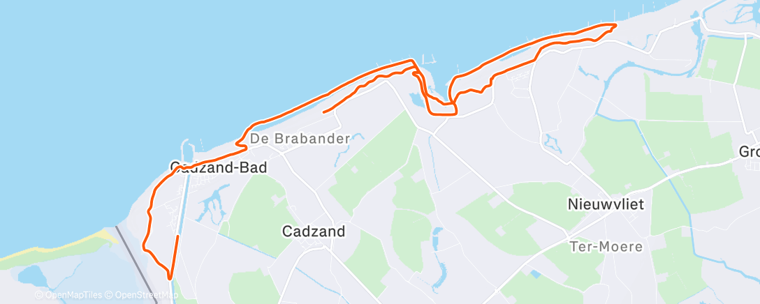 Map of the activity, Trainingsrondje voor de halve marathon van Cadzand