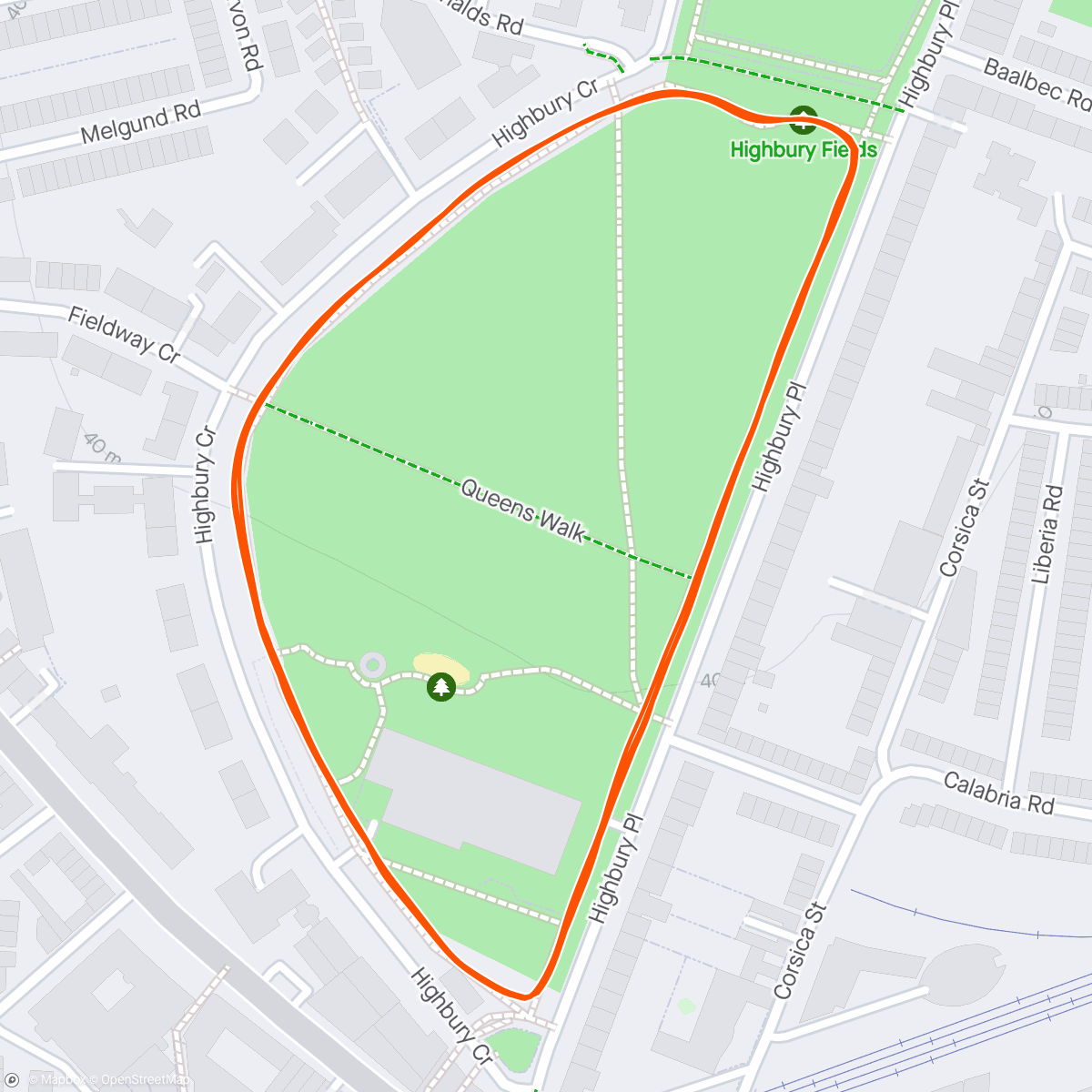 Mapa da atividade, Highbury Fields parkrun - with Mayumi & Miyu