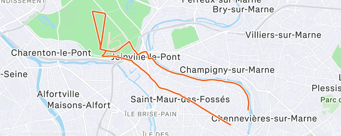 Map of the activity, Sortie vélo le midi