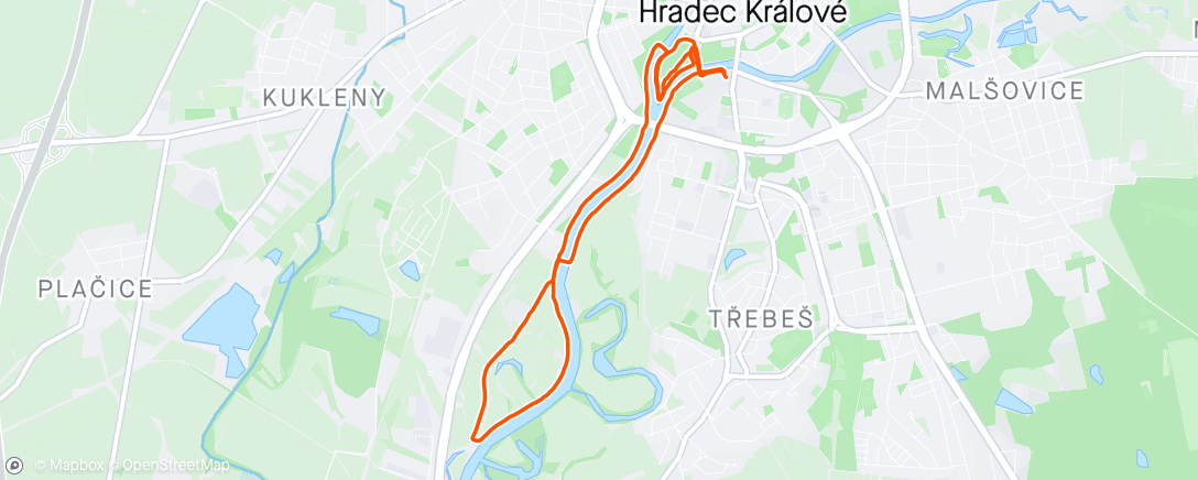 Carte de l'activité HK knihovní 9km kolem Labe k Decathlonu - Afternoon Run