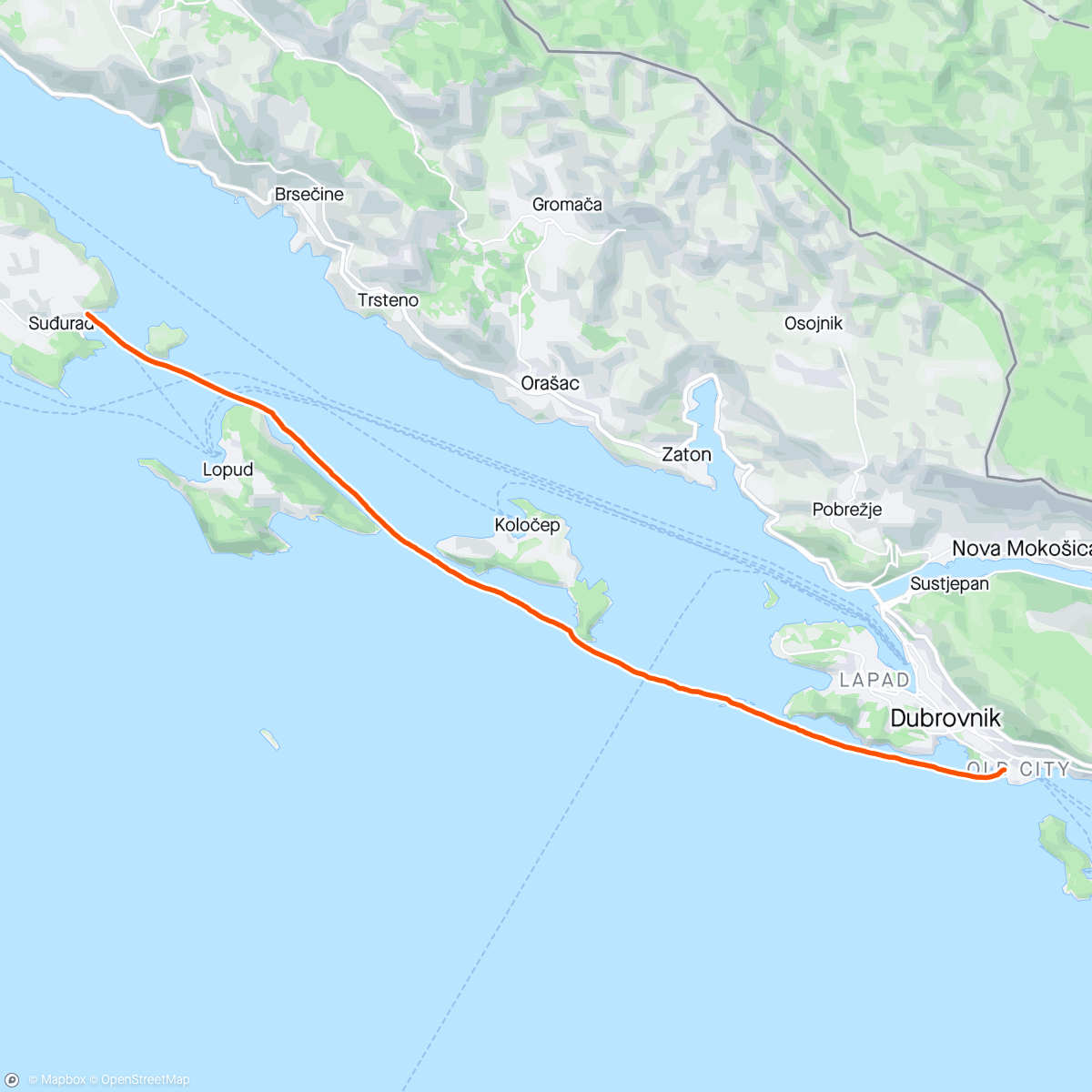 Kaart van de activiteit “Croatia Rat Race -Day 3 - kayak to Dubrovnik”