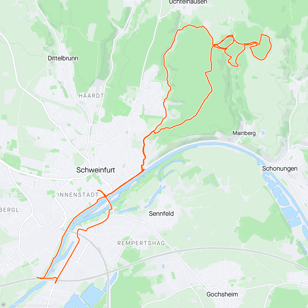 Map of the activity, Muddy Schweinfurt Forest Ride