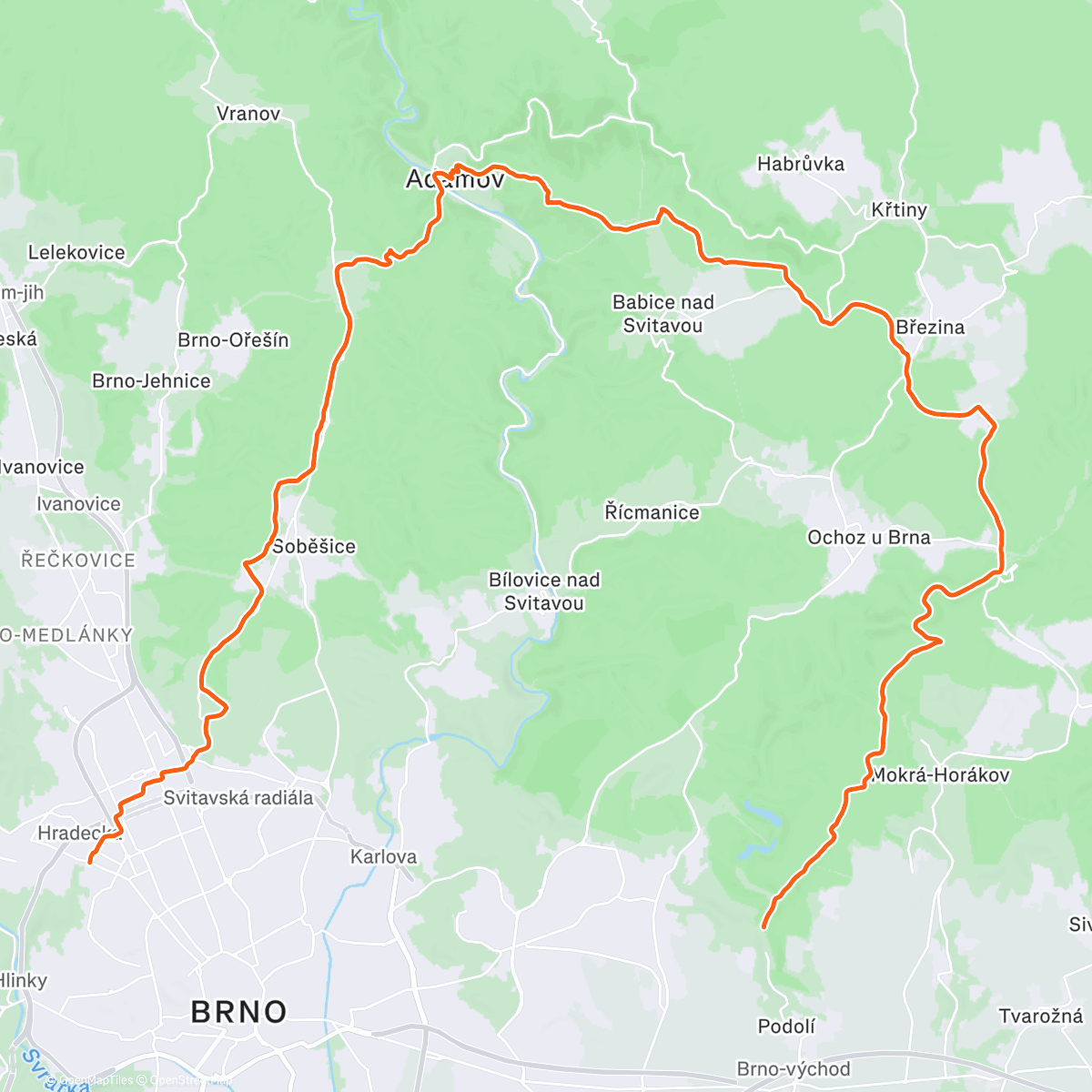 Map of the activity, Christmas run around Brno❤️🔥