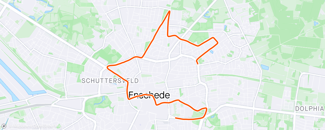 Map of the activity, Enschede 10km in 52:54 klokkie te laat aangezet;(