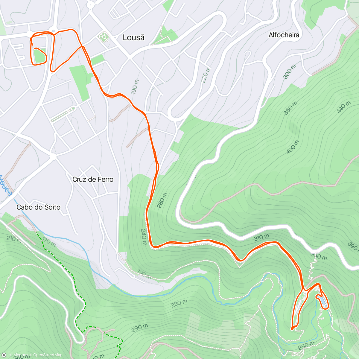 Map of the activity, Corrida em trilho vespertina