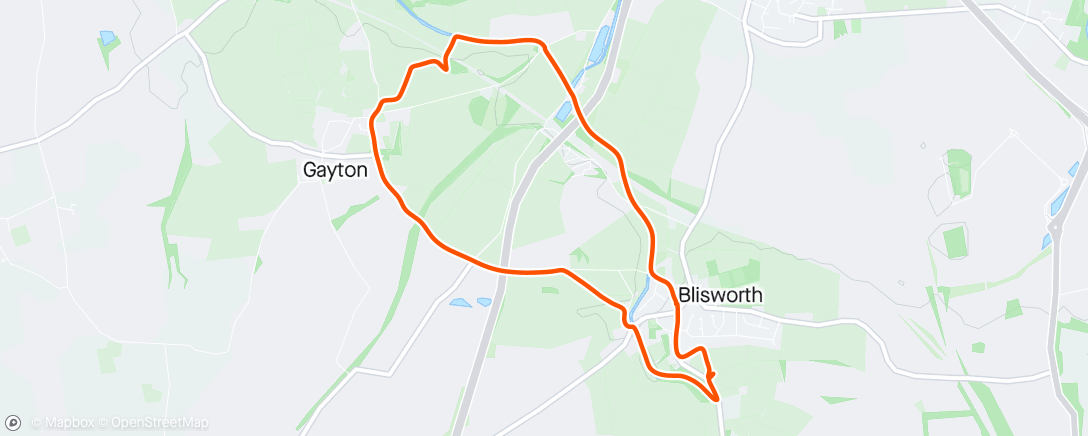 Map of the activity, NRR Summer BBQ (Trail) run around Blisworth