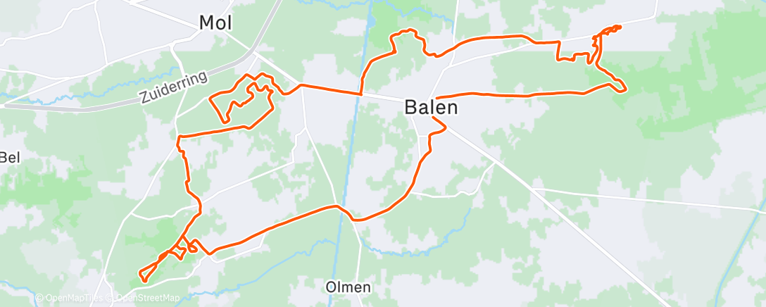 Map of the activity, Namiddagrit op mountainbike