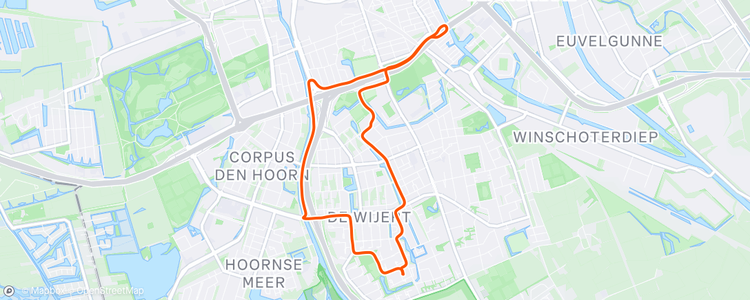Map of the activity, Middagloop