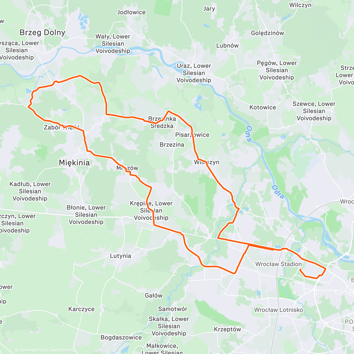 Map of the activity, Cycling