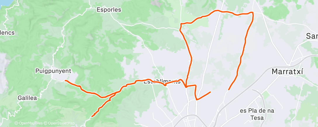 Map of the activity, Andar en bicicleta