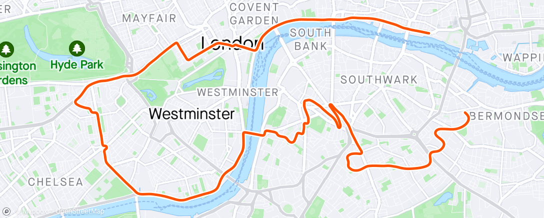Map of the activity, Zwift - Grin And Bear It in London tough after the weekend rattler festival