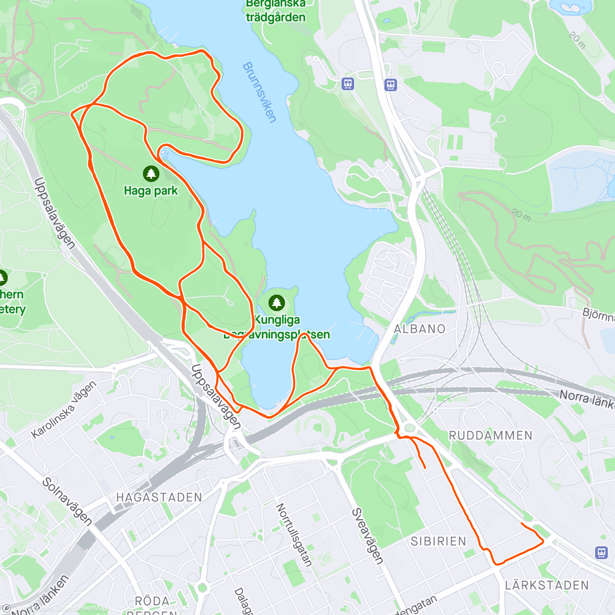 Map of the activity, Park run 25:30 and half marathon 😎