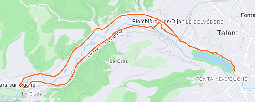 Map of the activity, Échauffement + 6x1k/1k + récup