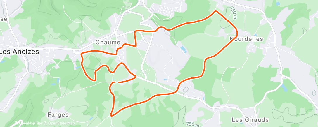 Map of the activity, footing 1h