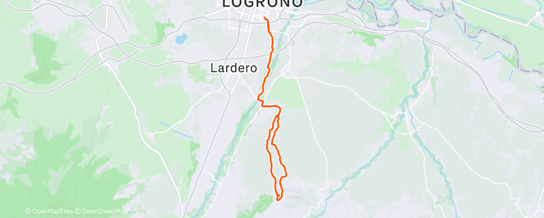 Map of the activity, Bicicleta de montaña vespertina