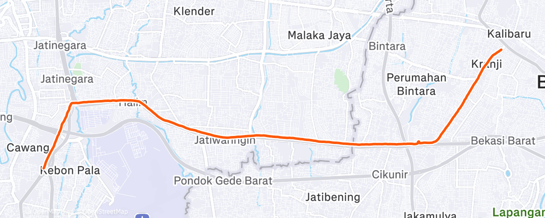 Map of the activity, Afternoon Run