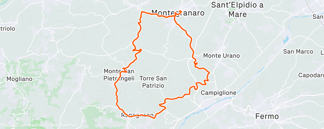 Map of the activity, Pedalata mattutina