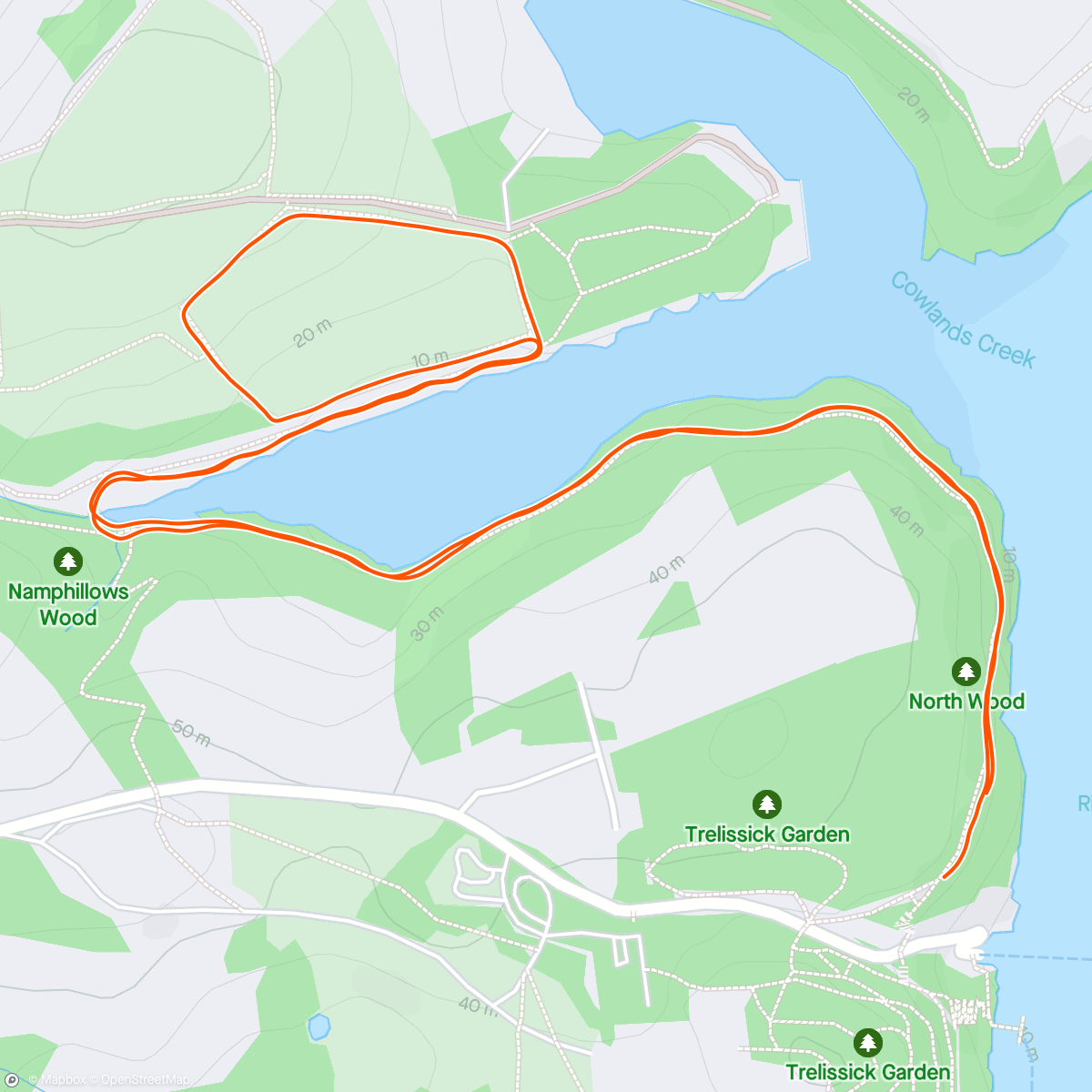 Map of the activity, Trelissick parkrun #121