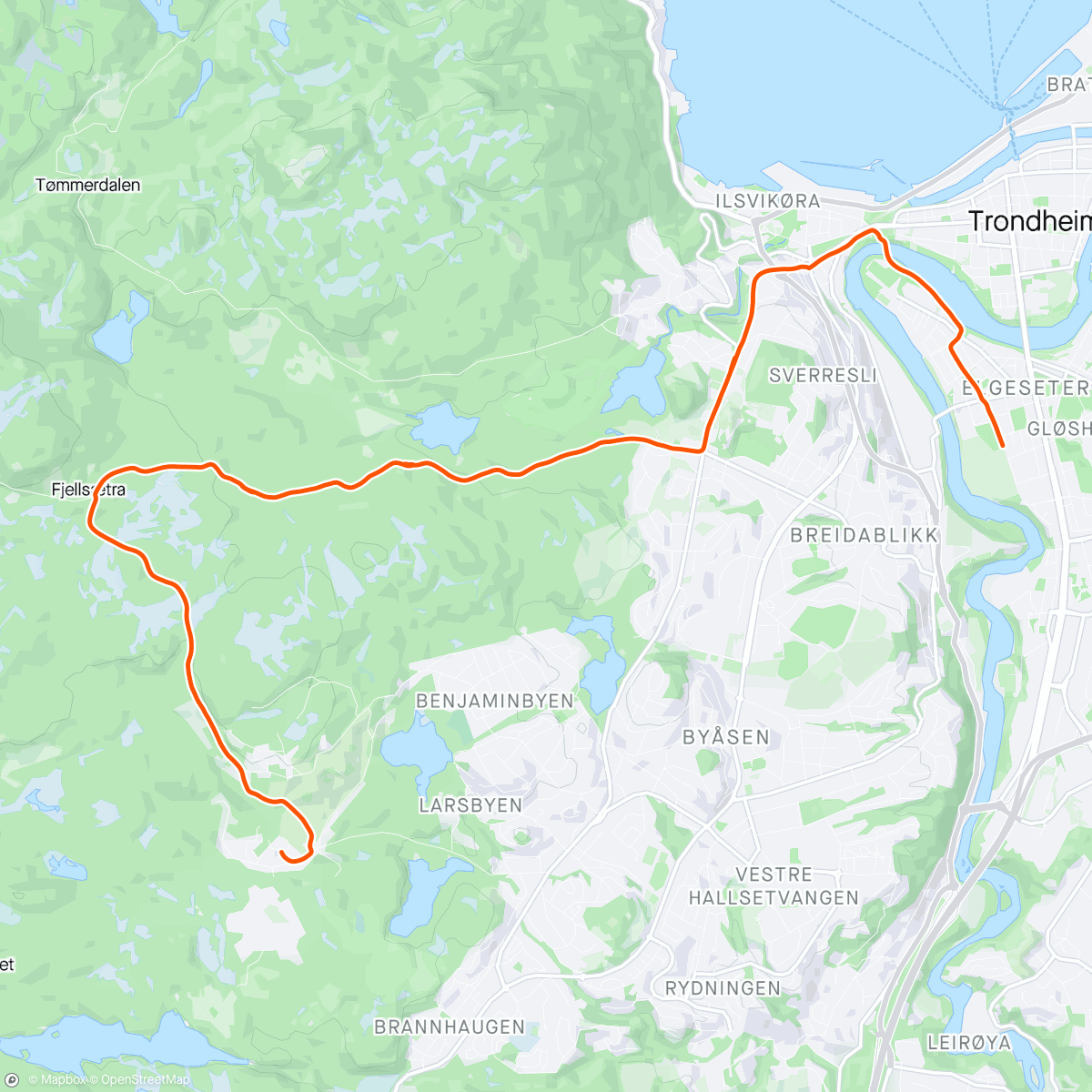 Mapa da atividade, 5x6 min Fjellsetra