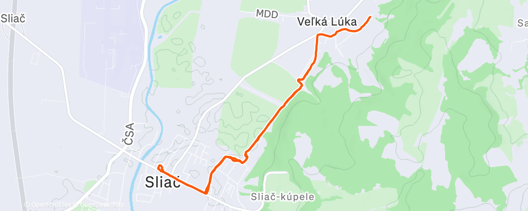 Map of the activity, Afternoon Run