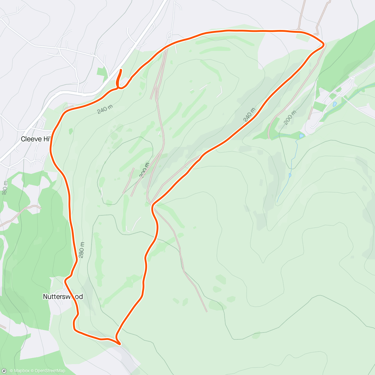 Map of the activity, Cleeve hill run with Oreo