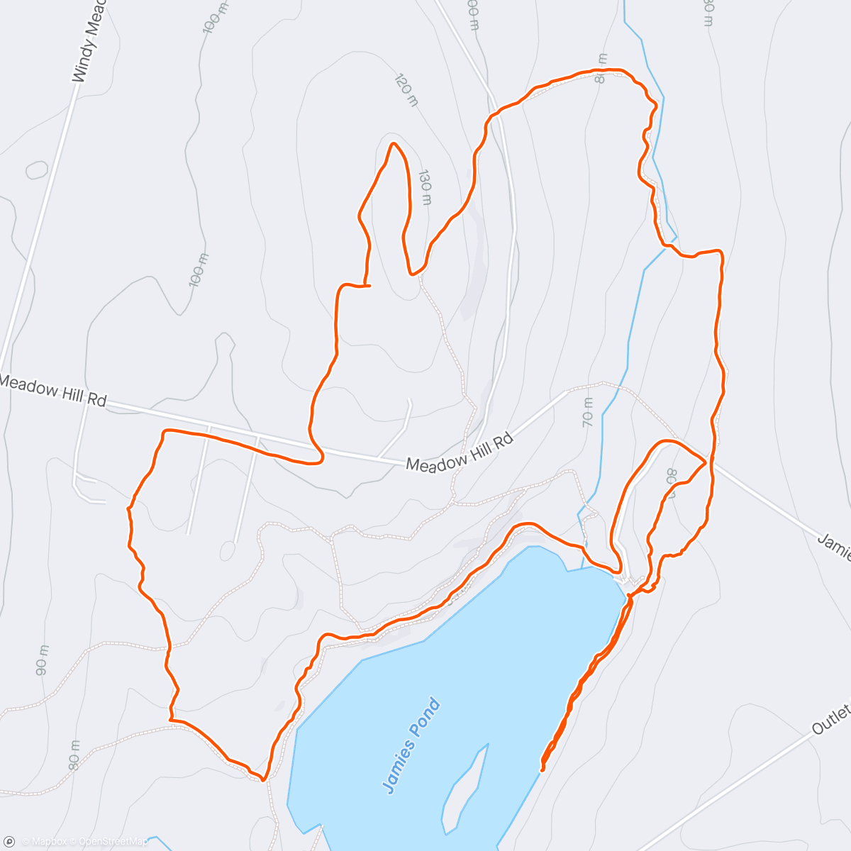 Map of the activity, Evening run by the pond