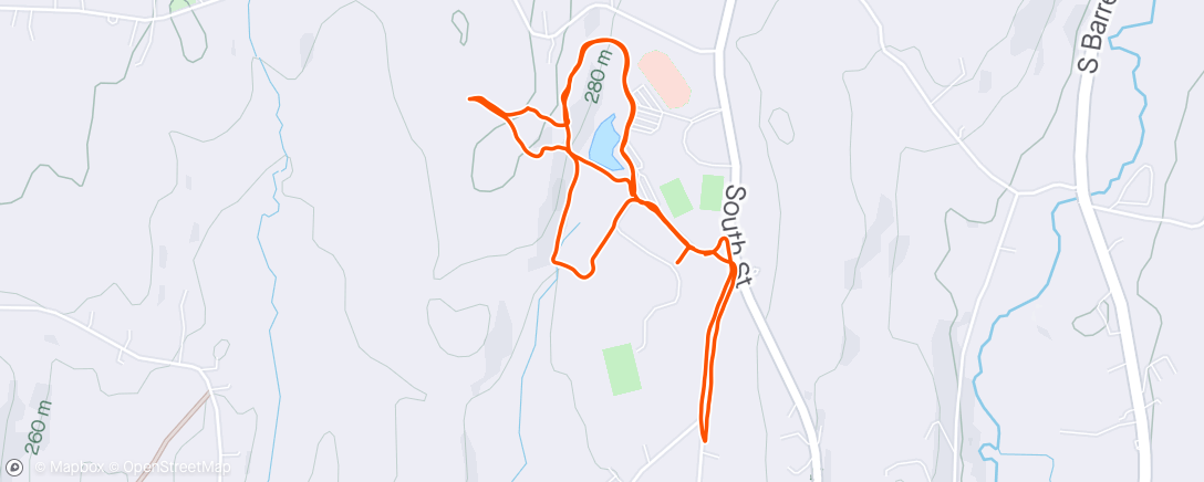 Map of the activity, Jogging at softball