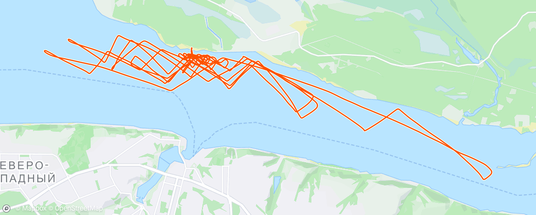 Mapa da atividade, Кайтсёрфинг (утро)