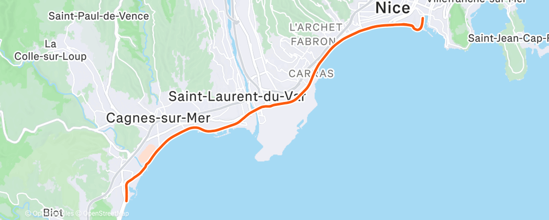 Map of the activity, Cycling