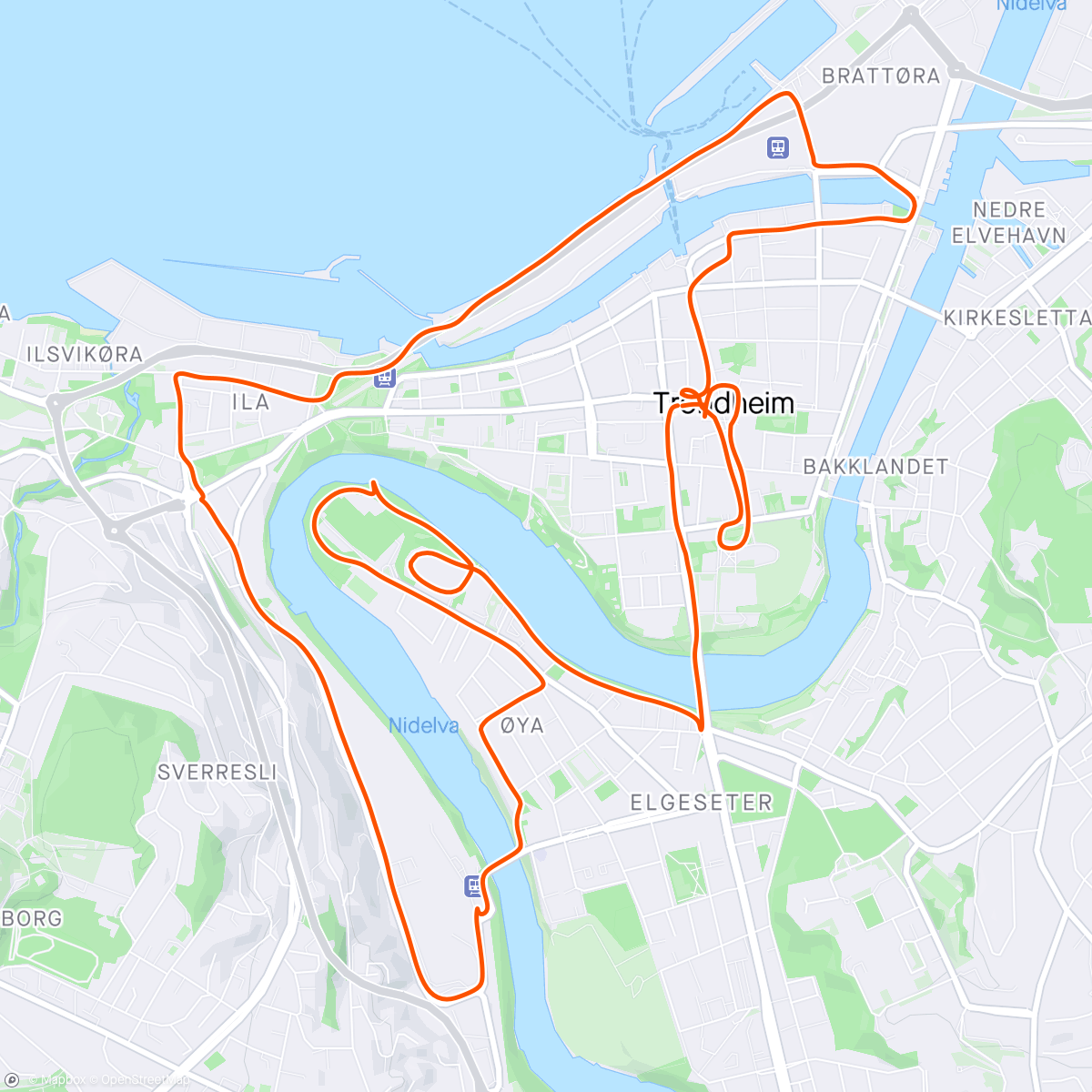 Map of the activity, Morgenjogg /Runsightseeing - Trondheim