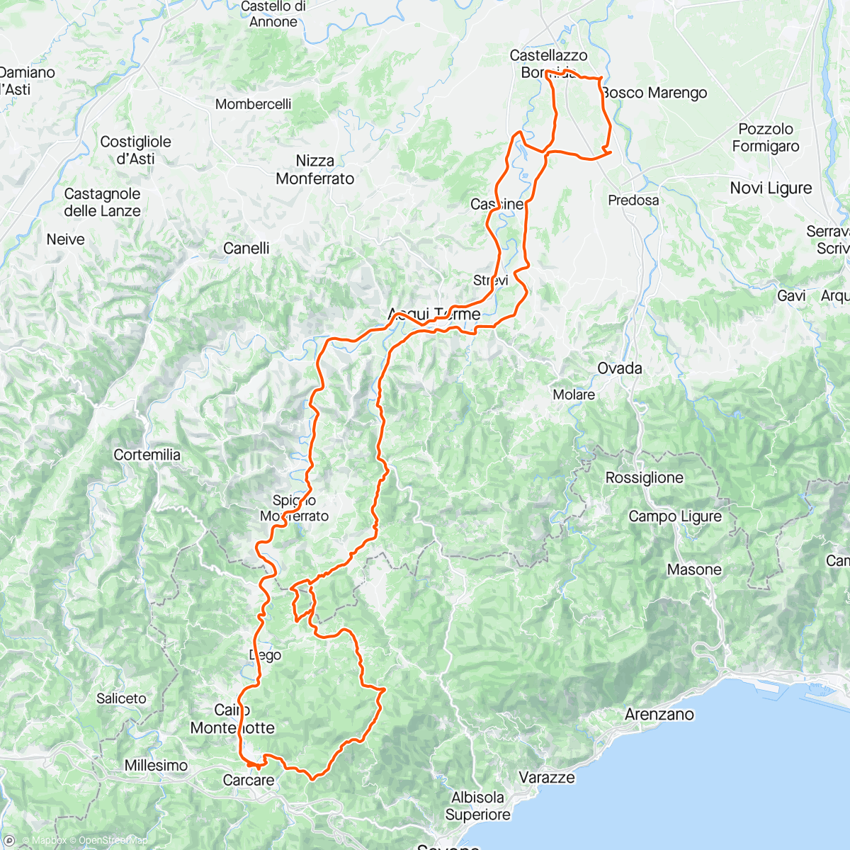 Map of the activity, Rincorrendo la 4^ tappa del Giro