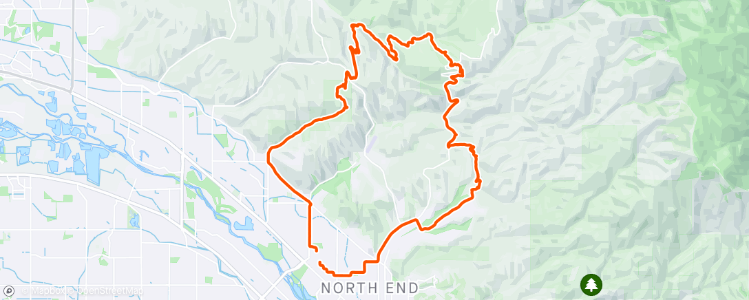 Map of the activity, Headwind in all directions