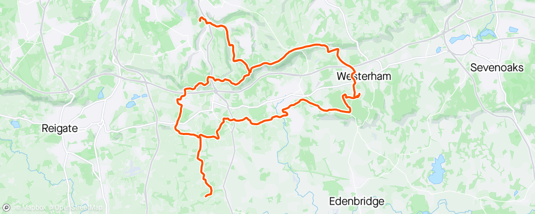 Mapa da atividade, Ride to Outwood then meet up with Limpsfield MTB.