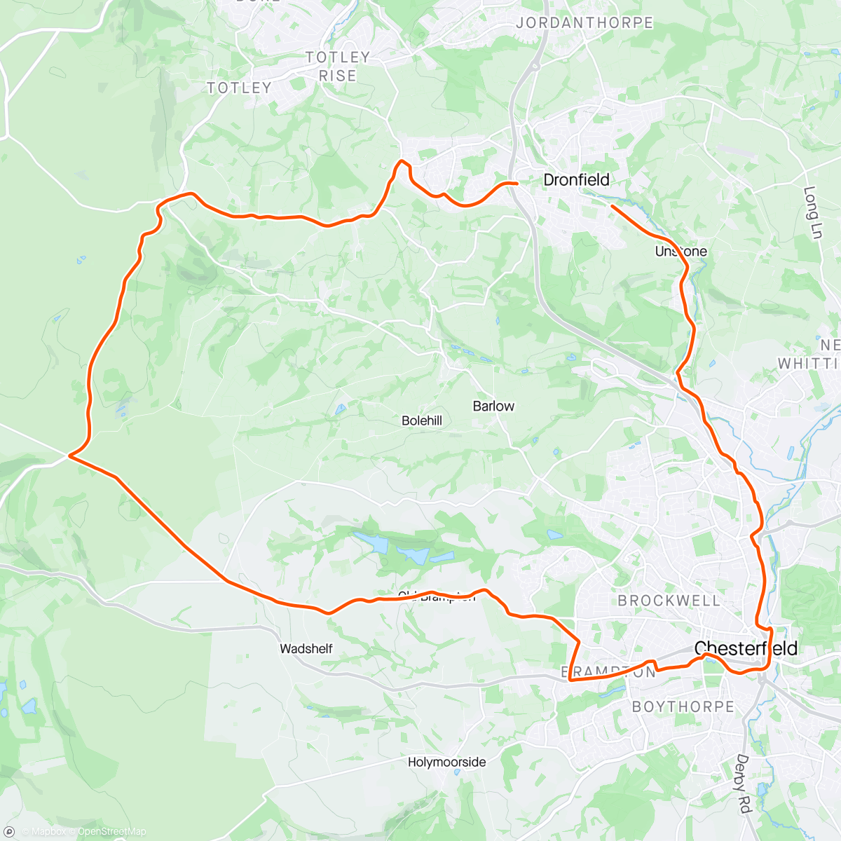 Map of the activity, Ride, Gambled on showers and was, bit heavy at Owlerbar but dry in Chesterfield. Redeemed voucher on this game changer on tyres, which with tubeless always needs inflating once a week. So quick tried 73.5,