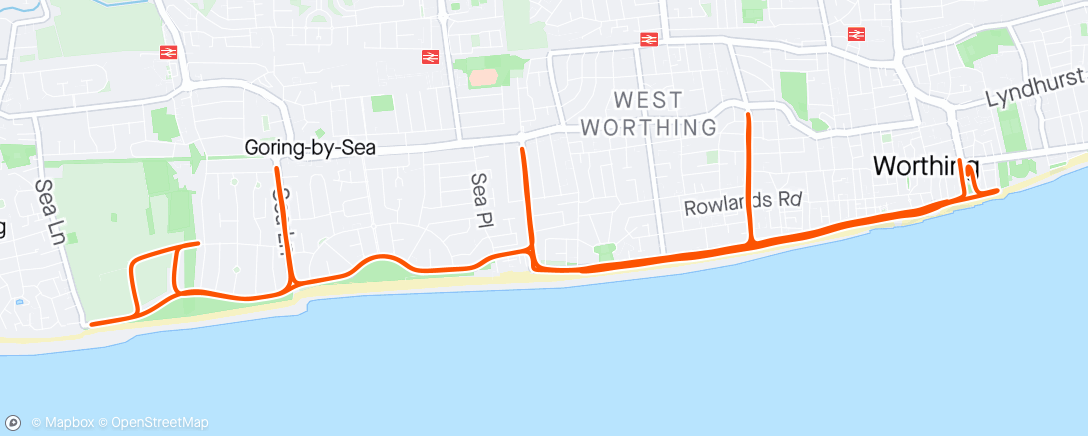 Mapa da atividade, Worthing Half Marathon