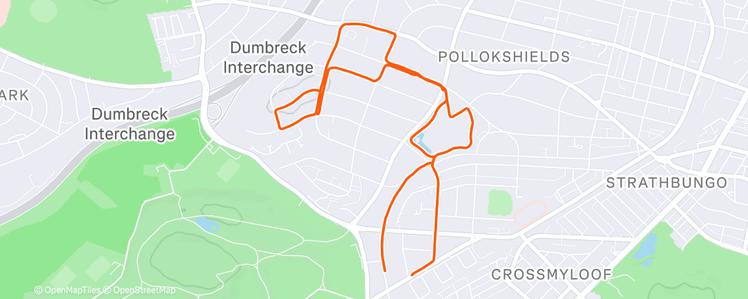 Map of the activity, Afternoon Run